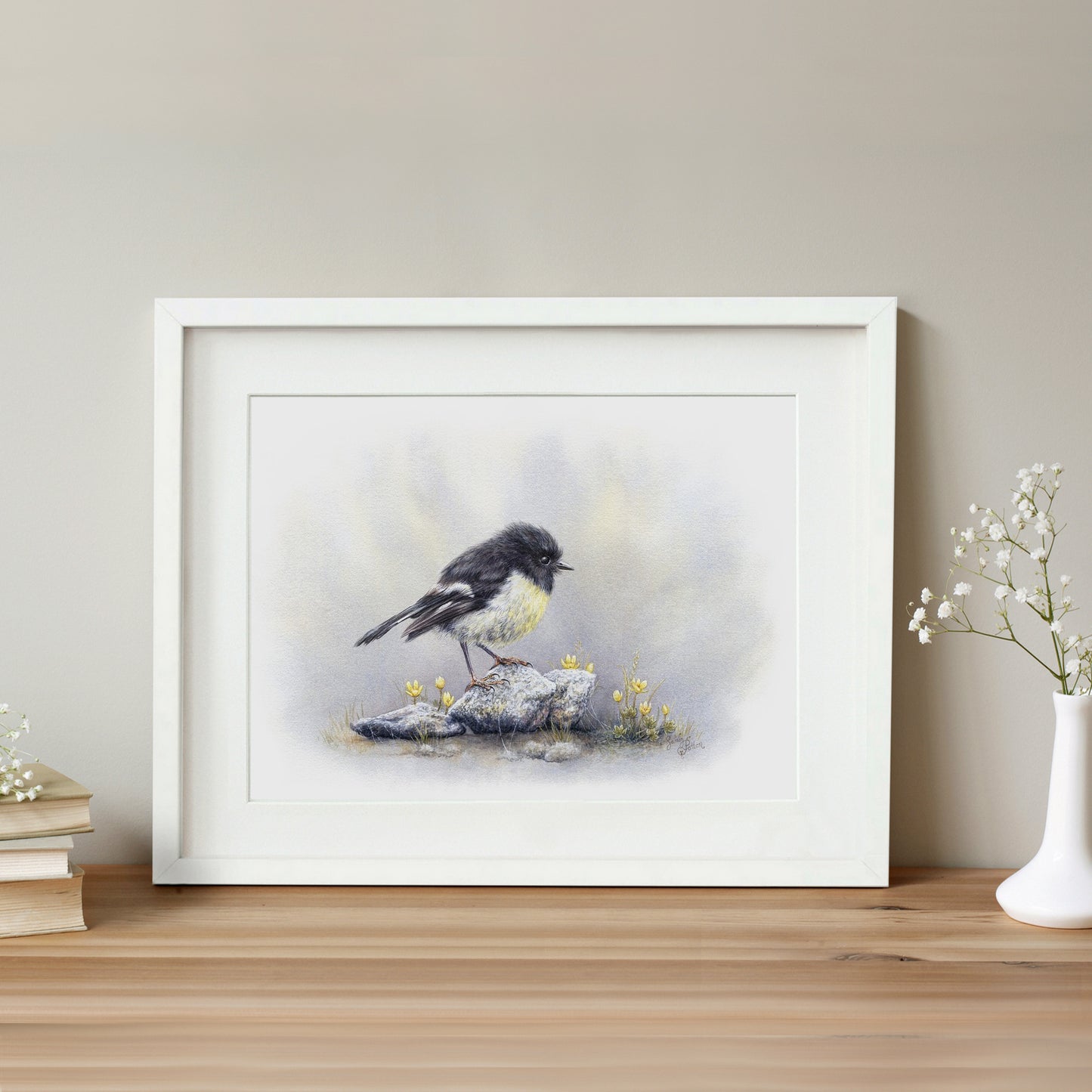 'Alpine Gold' - Original Painting of NZ Tomtit