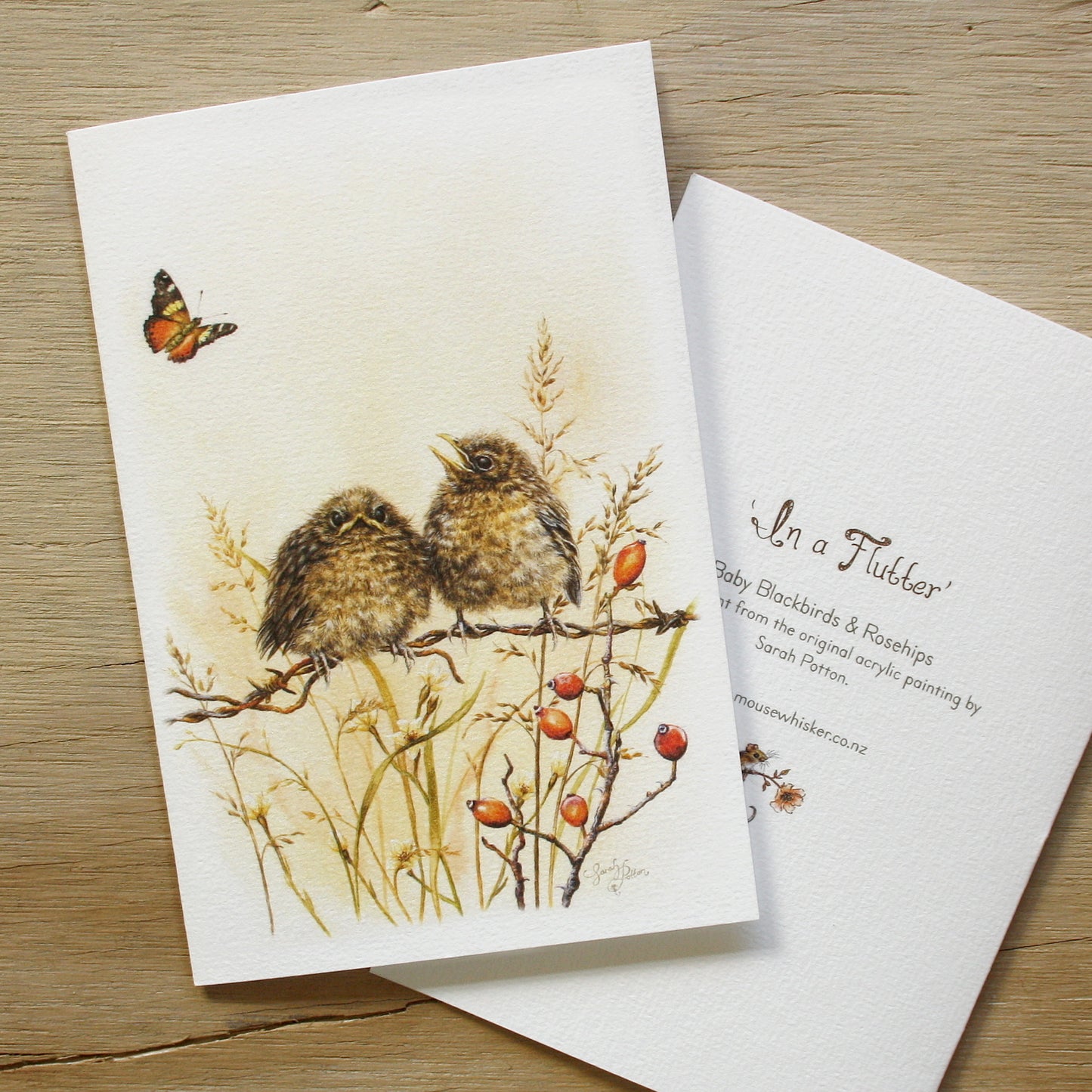 Card / Mini Print - Baby Birds & Butterfly