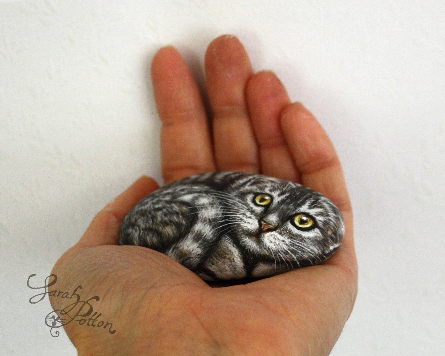 Painted Stone - Grey Tabby Cat
