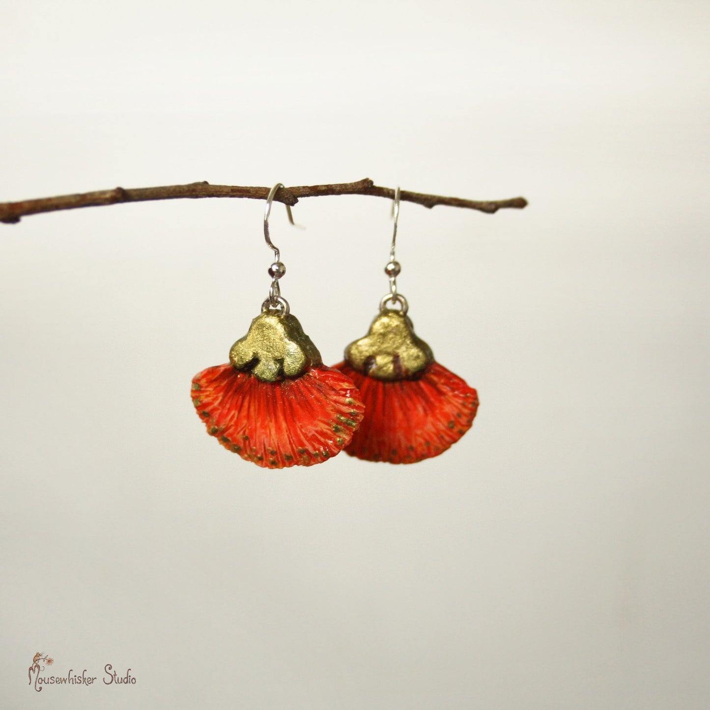 Red Pohutukawa Dangle Earrings - NZ Jewelry