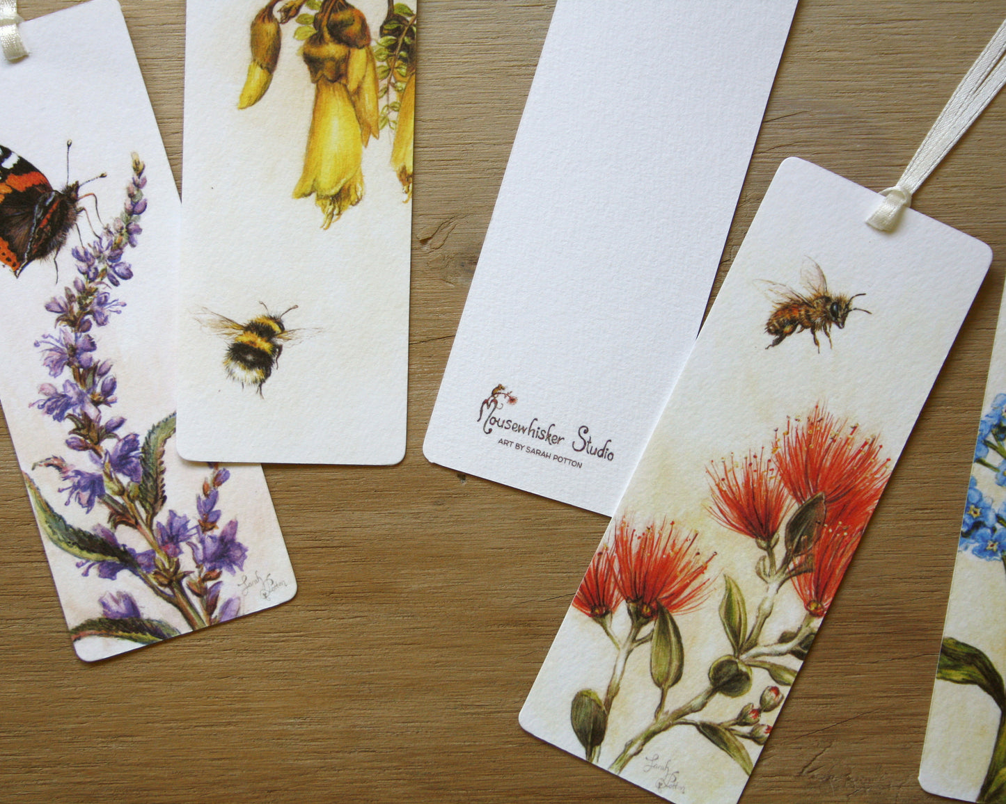 Bookmarks: Flowers, Bees, Butterflies - Set of 5