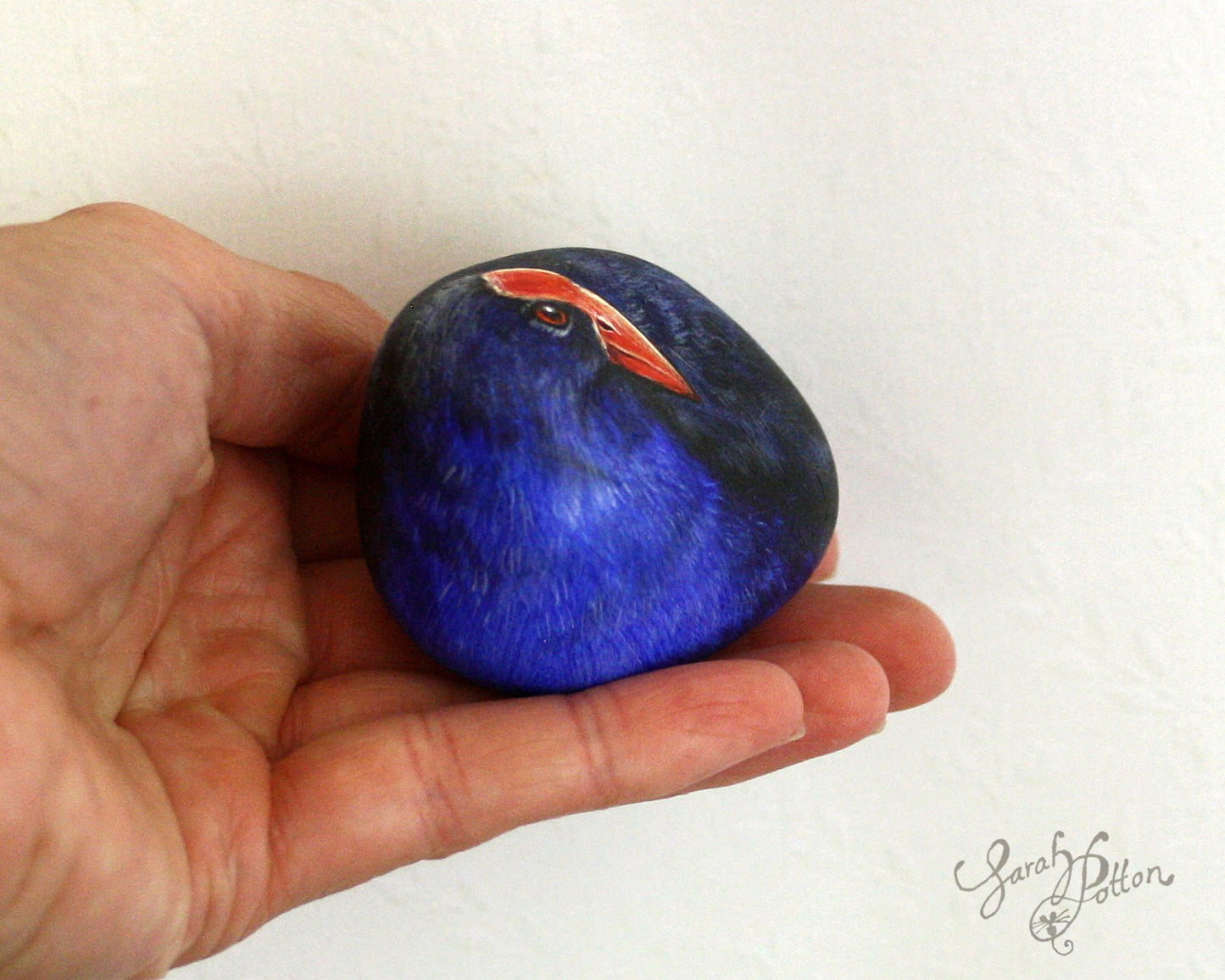 Painted Stone - NZ Pukeko