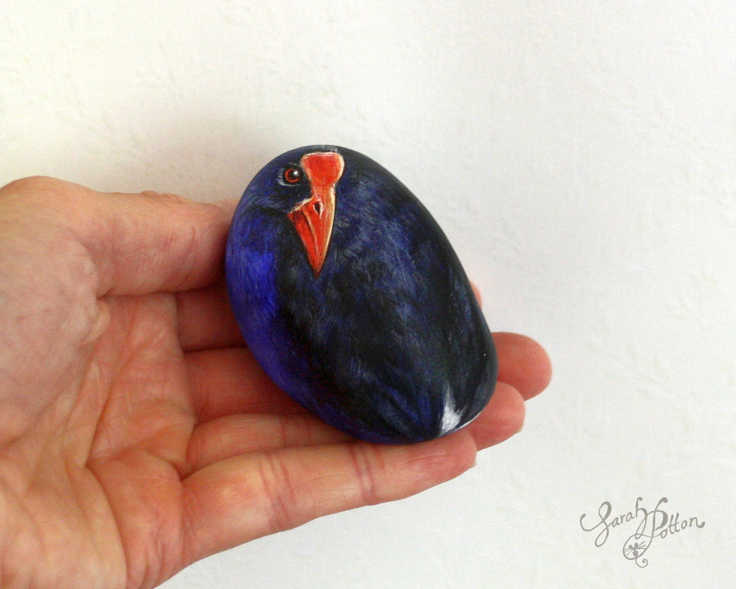 Painted Stone - NZ Pukeko