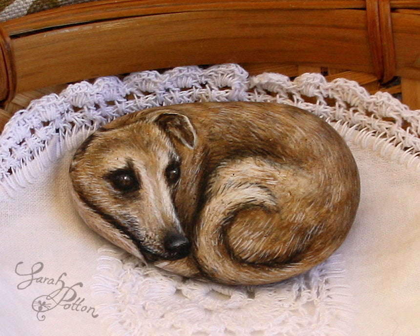 Painted Stone - Fawn Whippet / Greyhound