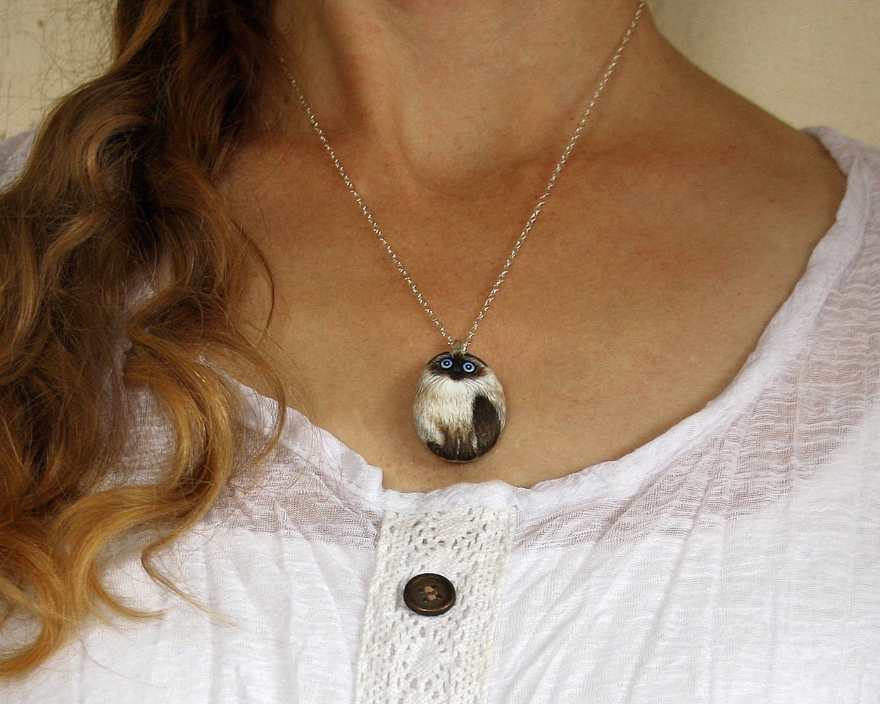 Custom Cat Pebble Brooch or Necklace