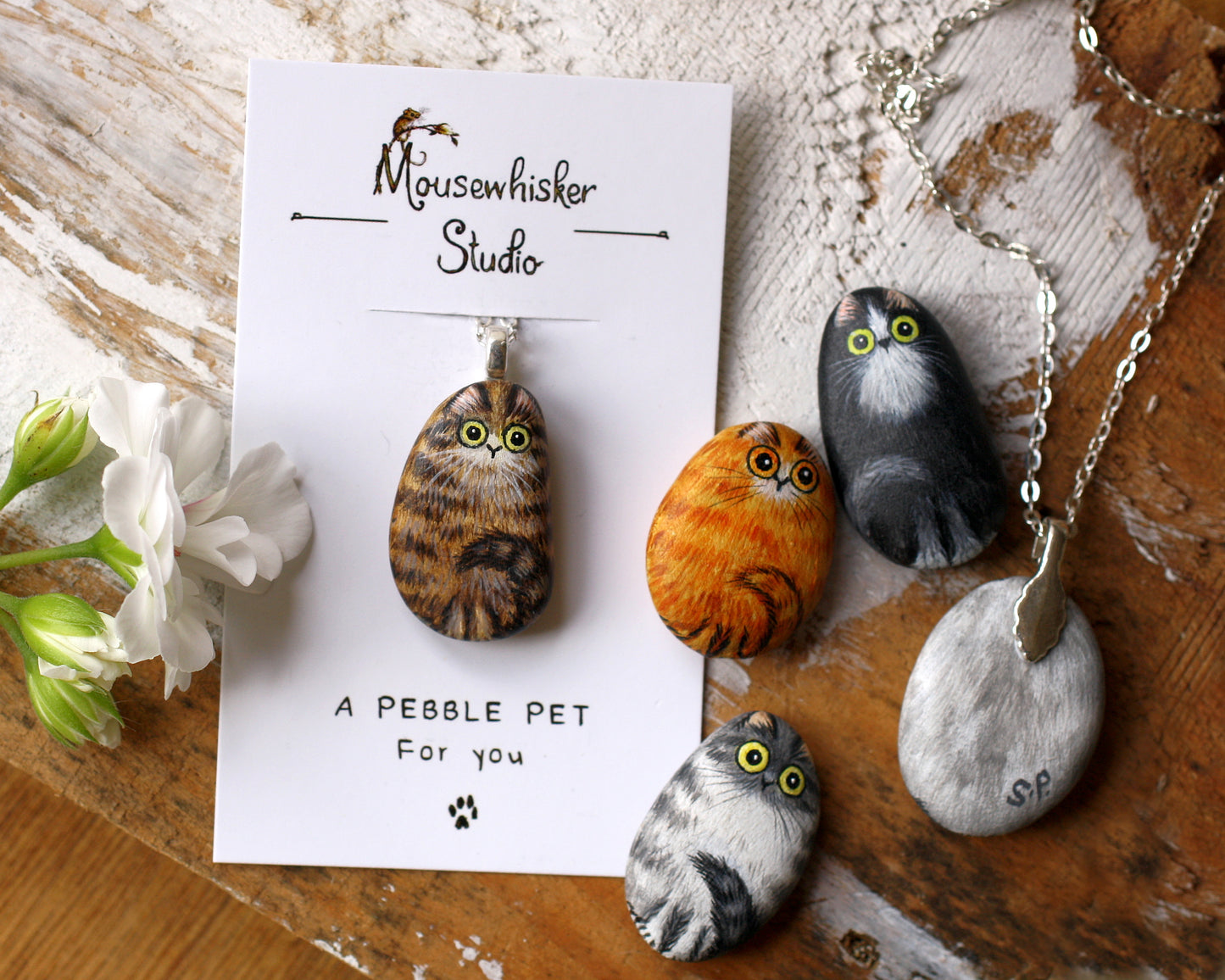 Custom Cat Pebble Brooch or Necklace