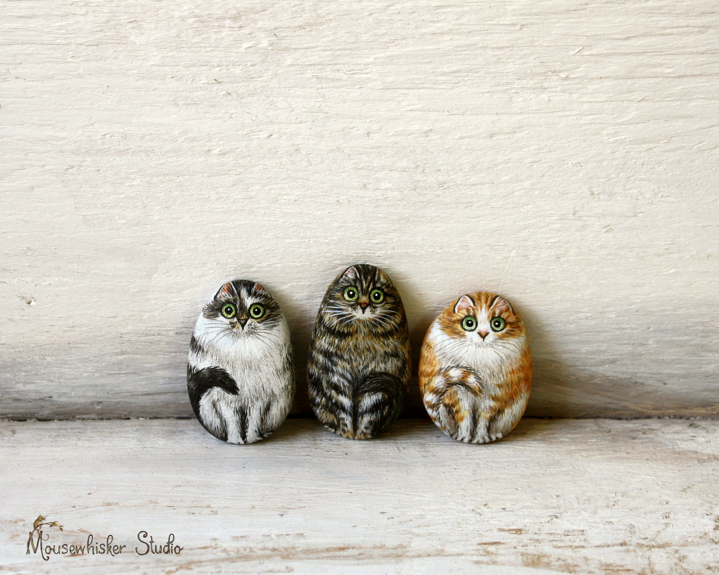 Pet Portraits on Pebbles - Cat Memory Gift