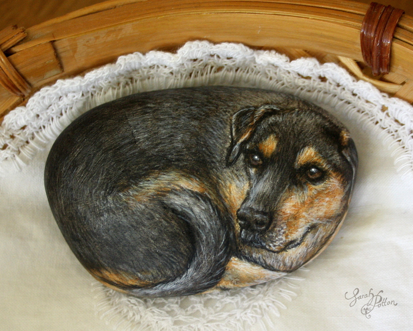 Huntaway Dog Painted Rock