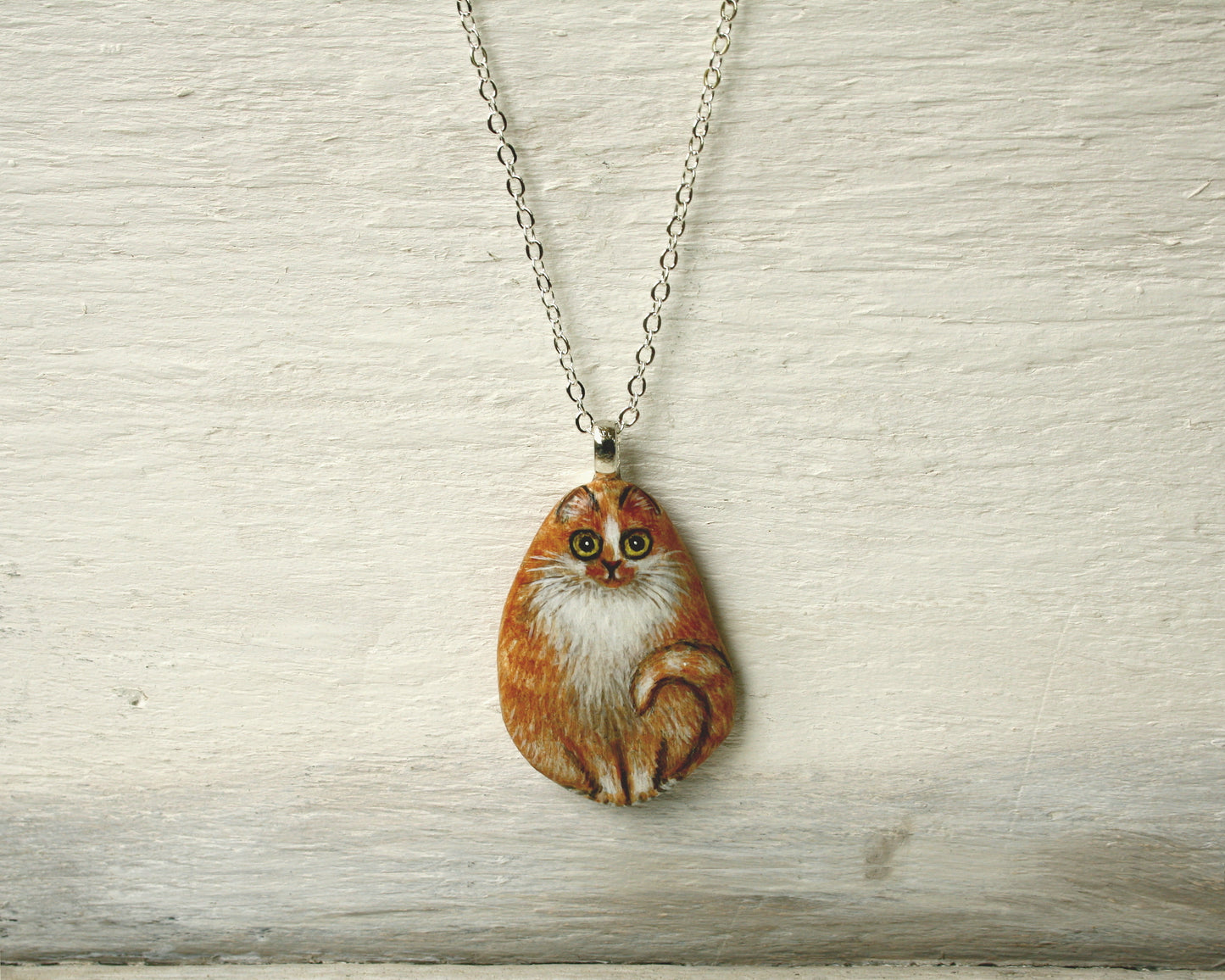 Custom Cat Pebble Brooch or Necklace