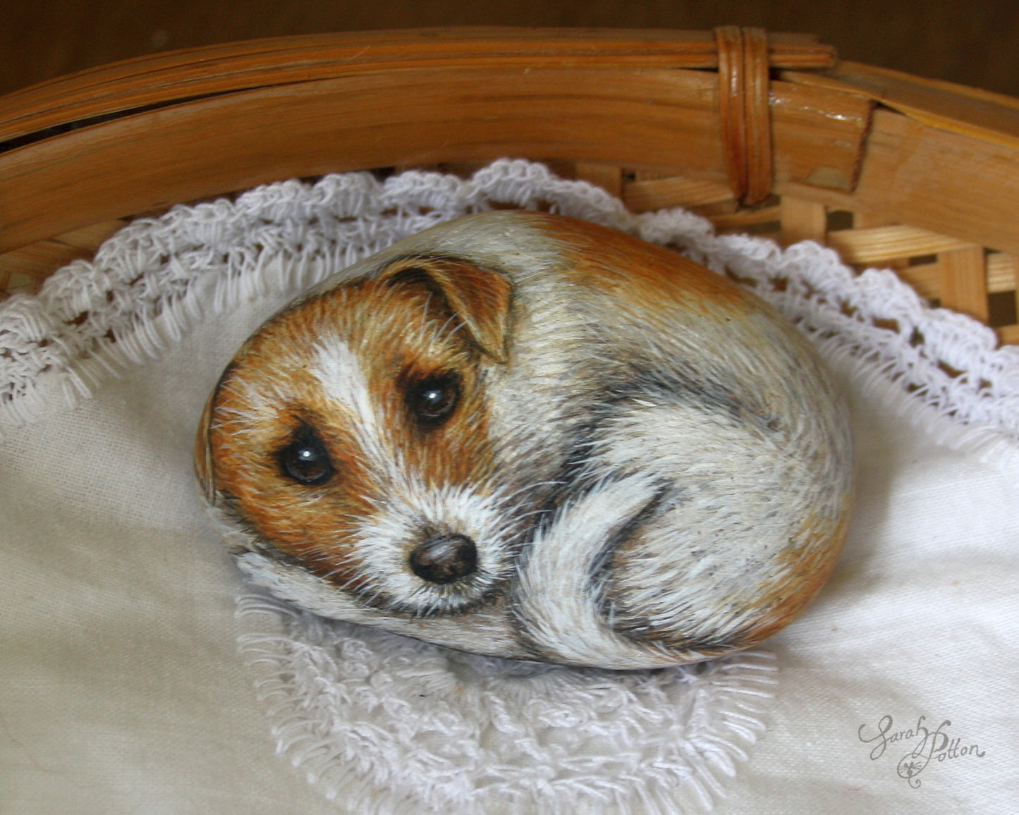 Painted Stone Dog - Wire Haired Jack Russell Terrier