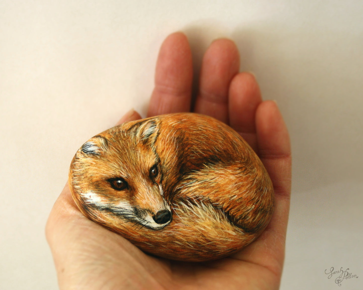 Fox Painted Stone