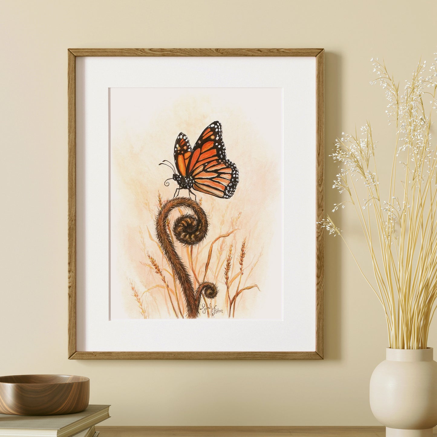 Monarch Butterfly & Ponga Fern - Original Wall Art for Sale