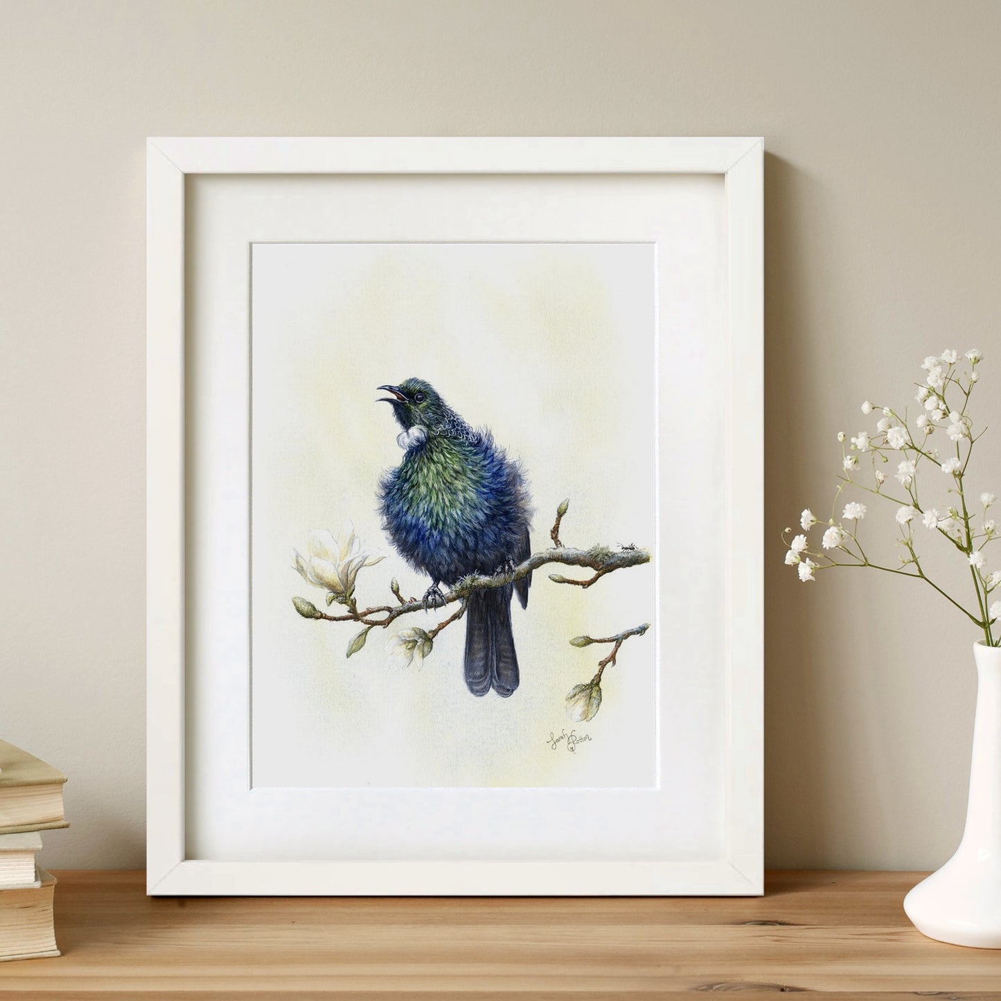 'Lace & Ruffles' - Original Painting of NZ Tui