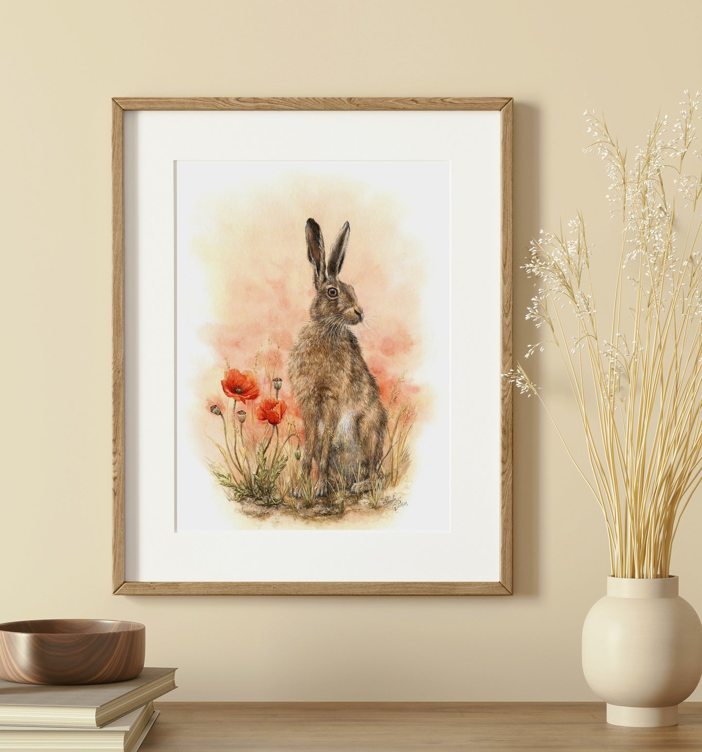 'Meadow Dreams' - Original Painting of Hare & Poppies