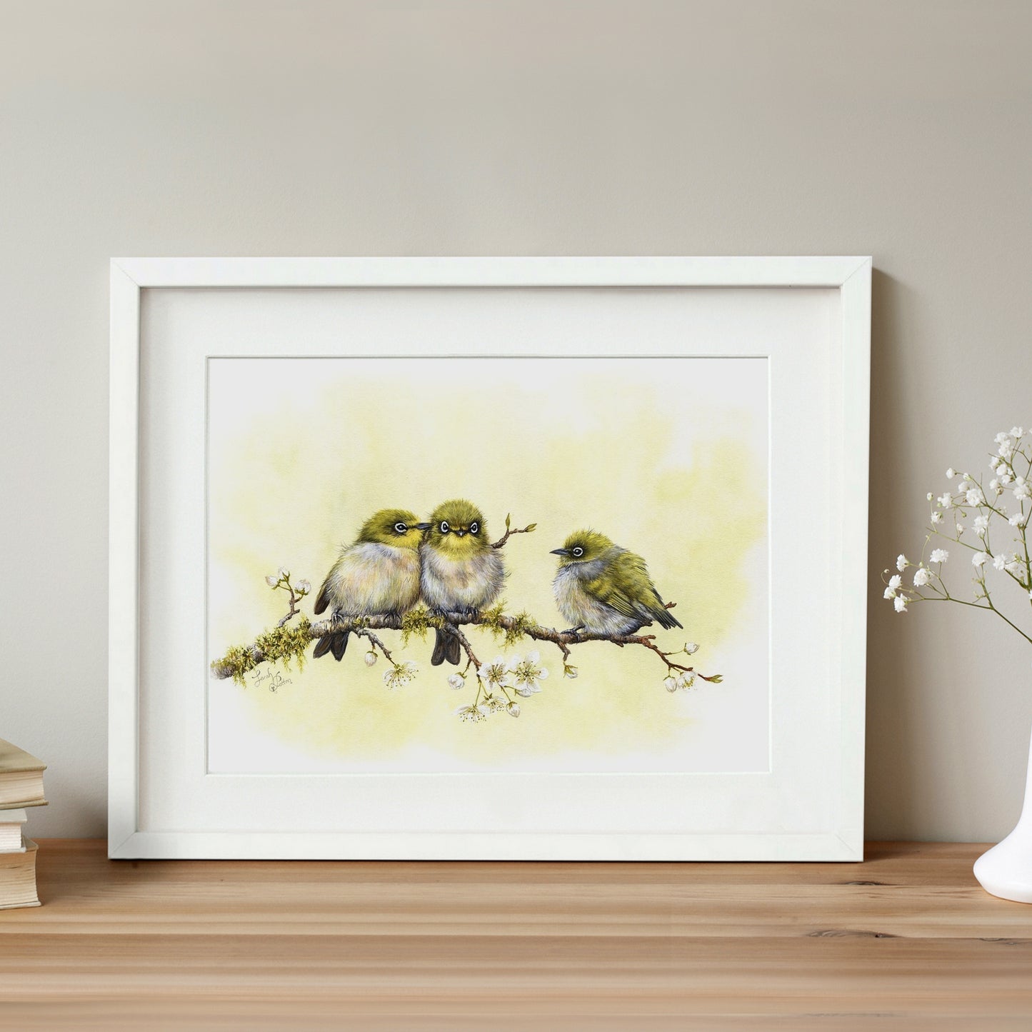 'Twig Sprigs' - Original Painting of Silvereyes