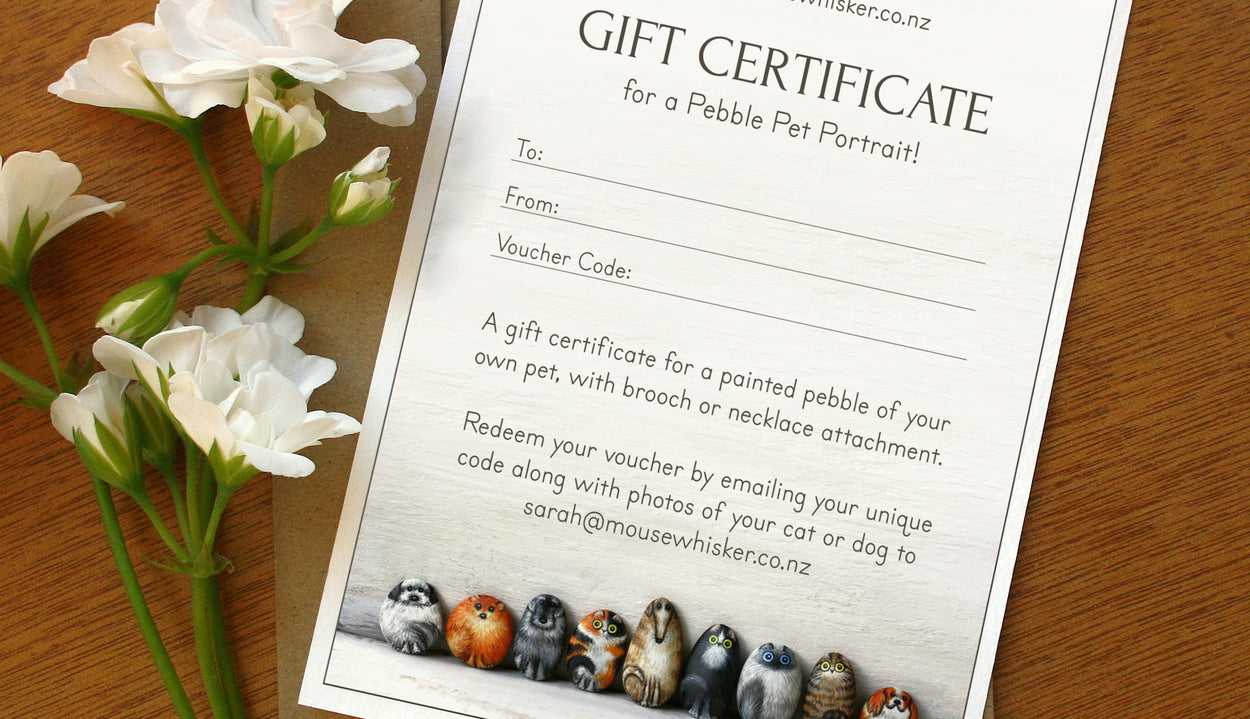 Gift Vouchers for Pet Portraits on Pebbles