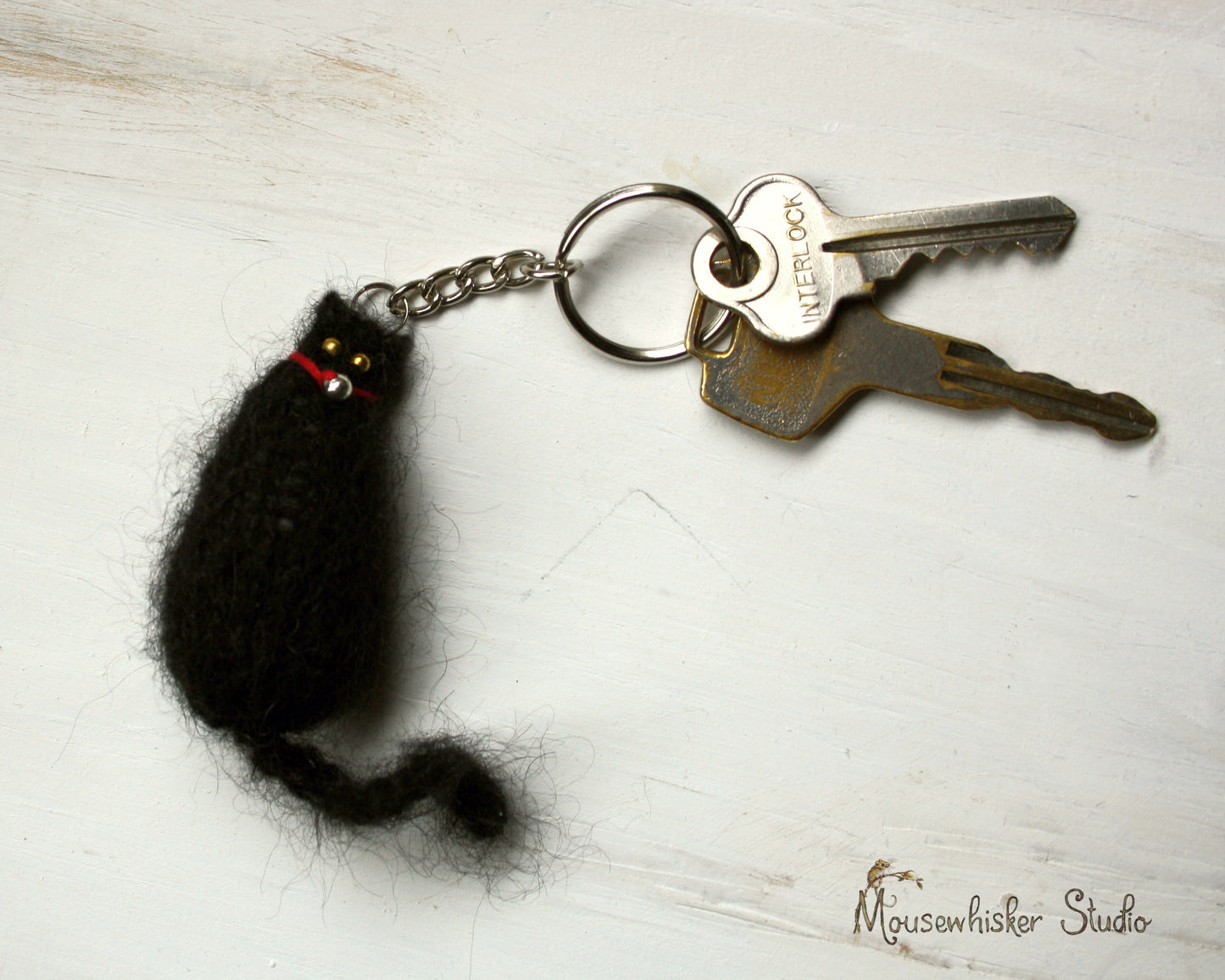 Hand Knitted Fluffy Cat Keyring
