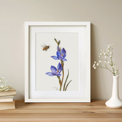 Original Painting - Bee & NZ Orchid Flowers