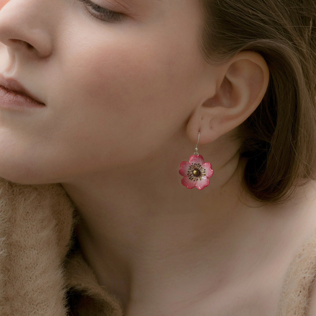 Pink Wild Rose Earrings