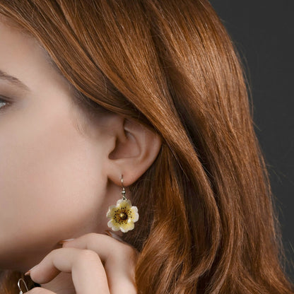 White Wild Rose Earrings