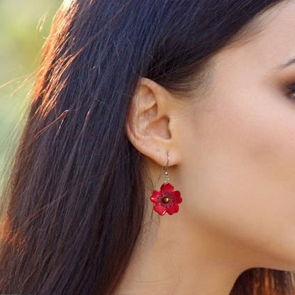 Red Wild Rose Earrings