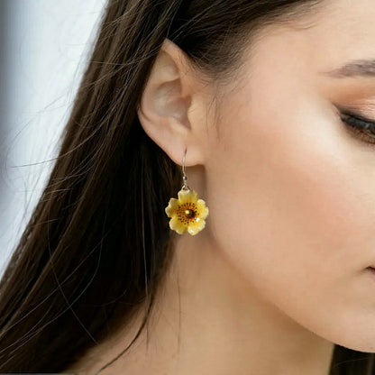 Yellow Wild Rose Earrings