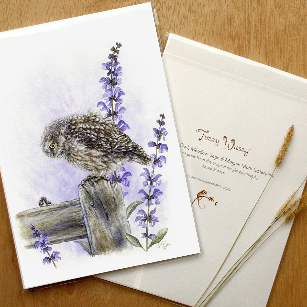 Art Print - Cute Owl Purple Wall Decor