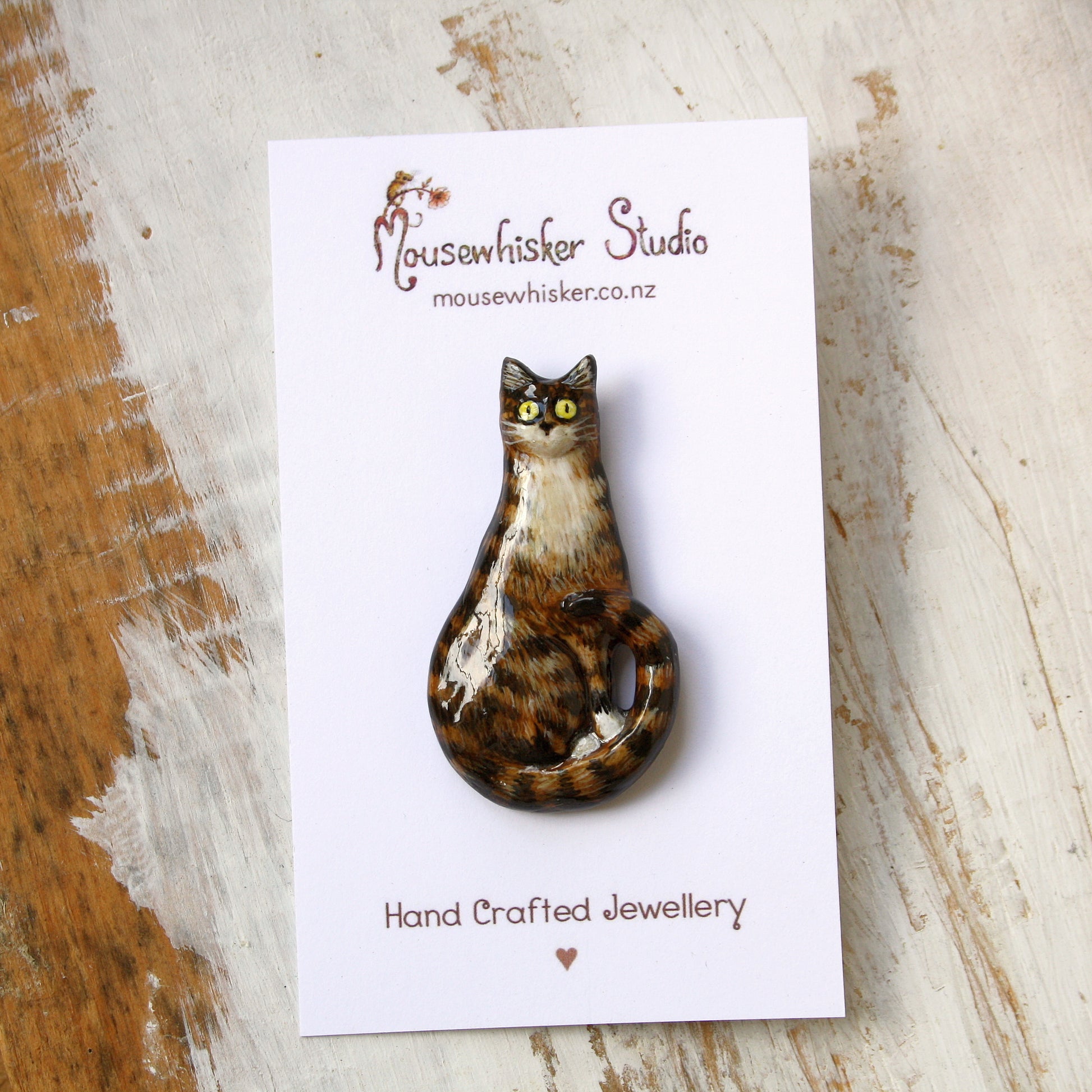 Cat Jewellery - Hand Painted Brooch for Cat Lovers