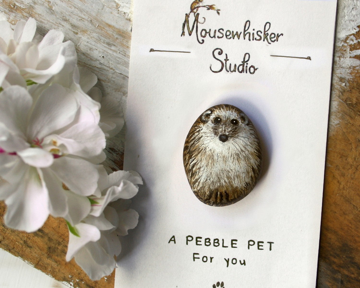 Hedgehog Brooch - Animal Pebble Pin Art
