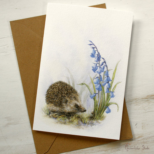 Card / Mini Print - Hedgehog & Bluebells