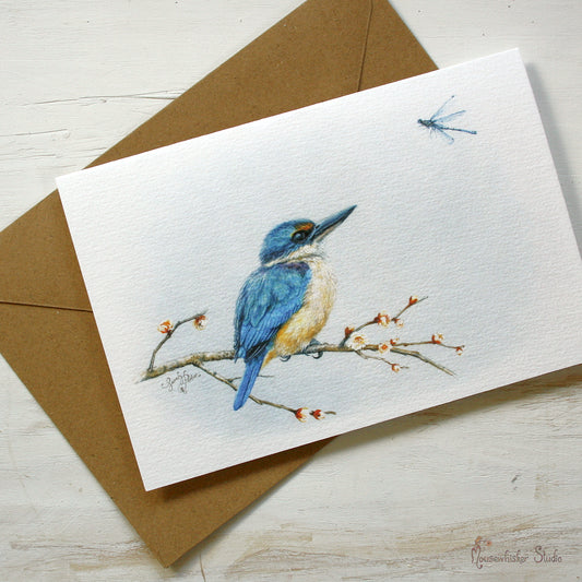 Card / Mini Print - Kingfisher & Dragonfly