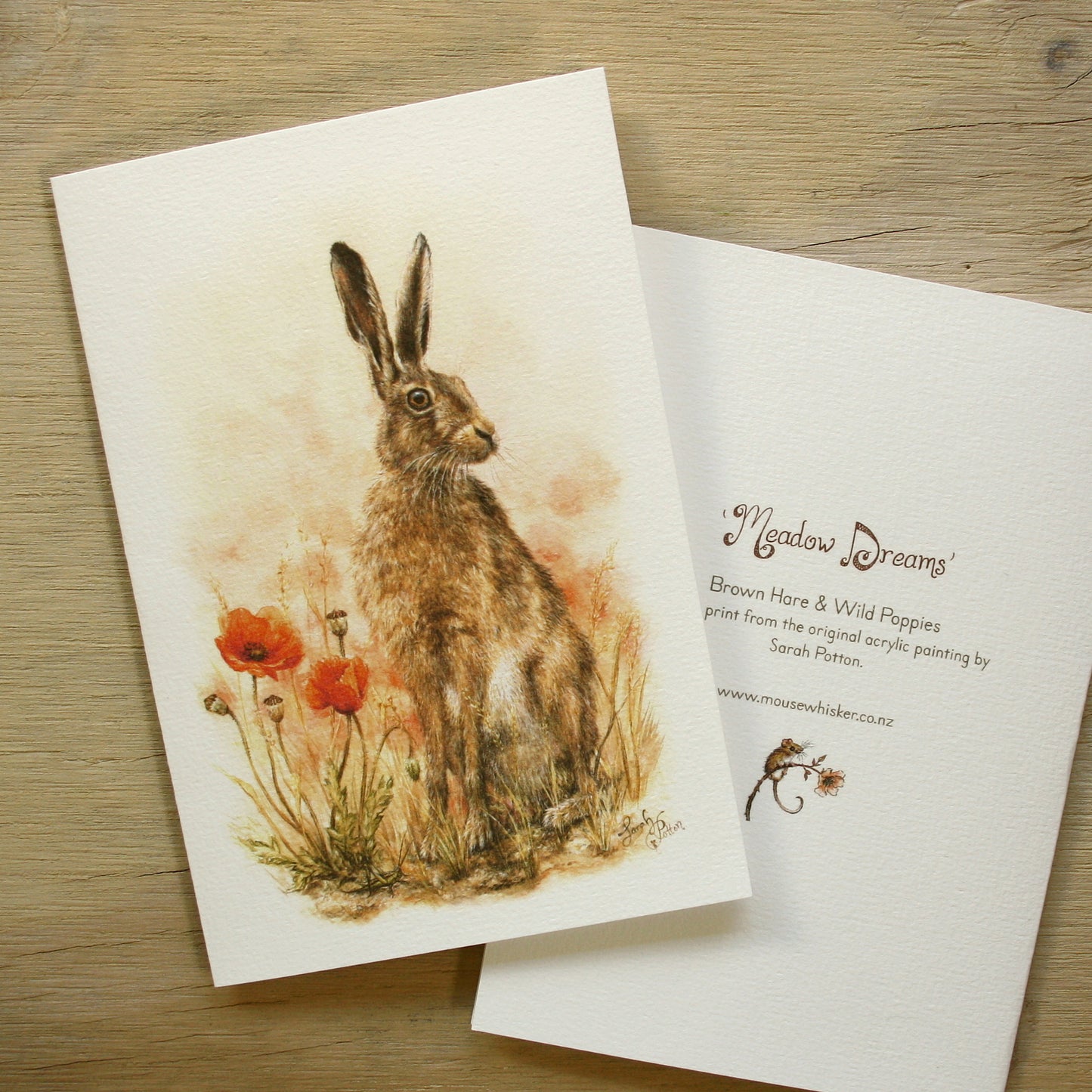 Card / Mini Print - Hare & Poppies