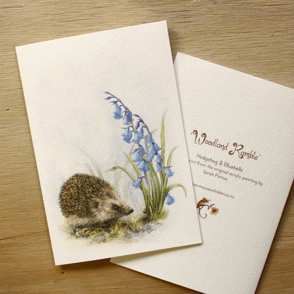 Card / Mini Print - Hedgehog & Bluebells