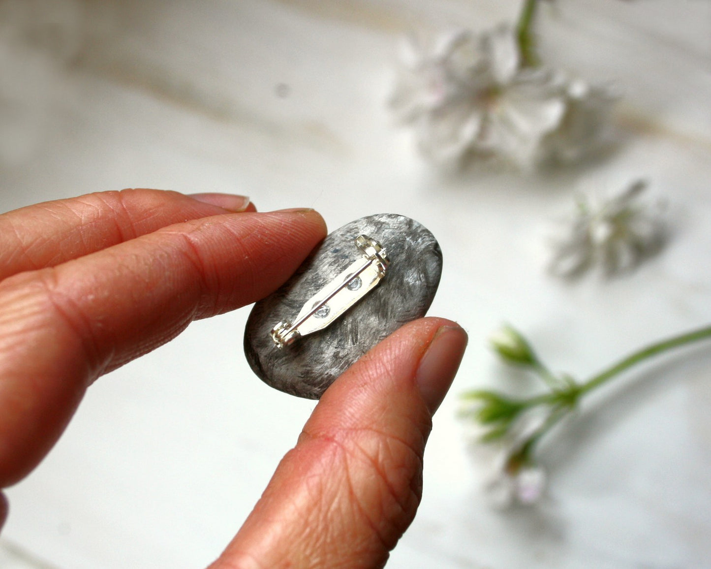 Cat Pebble Pin / Necklace