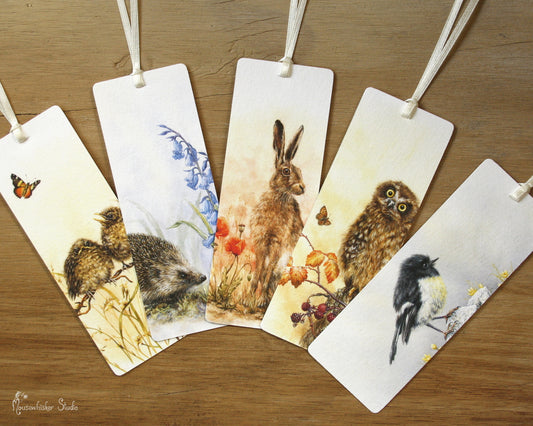 Bookmarks - Baby Birds, Hedgehog, Hare, Owl, Tomtit - by NZ Artist