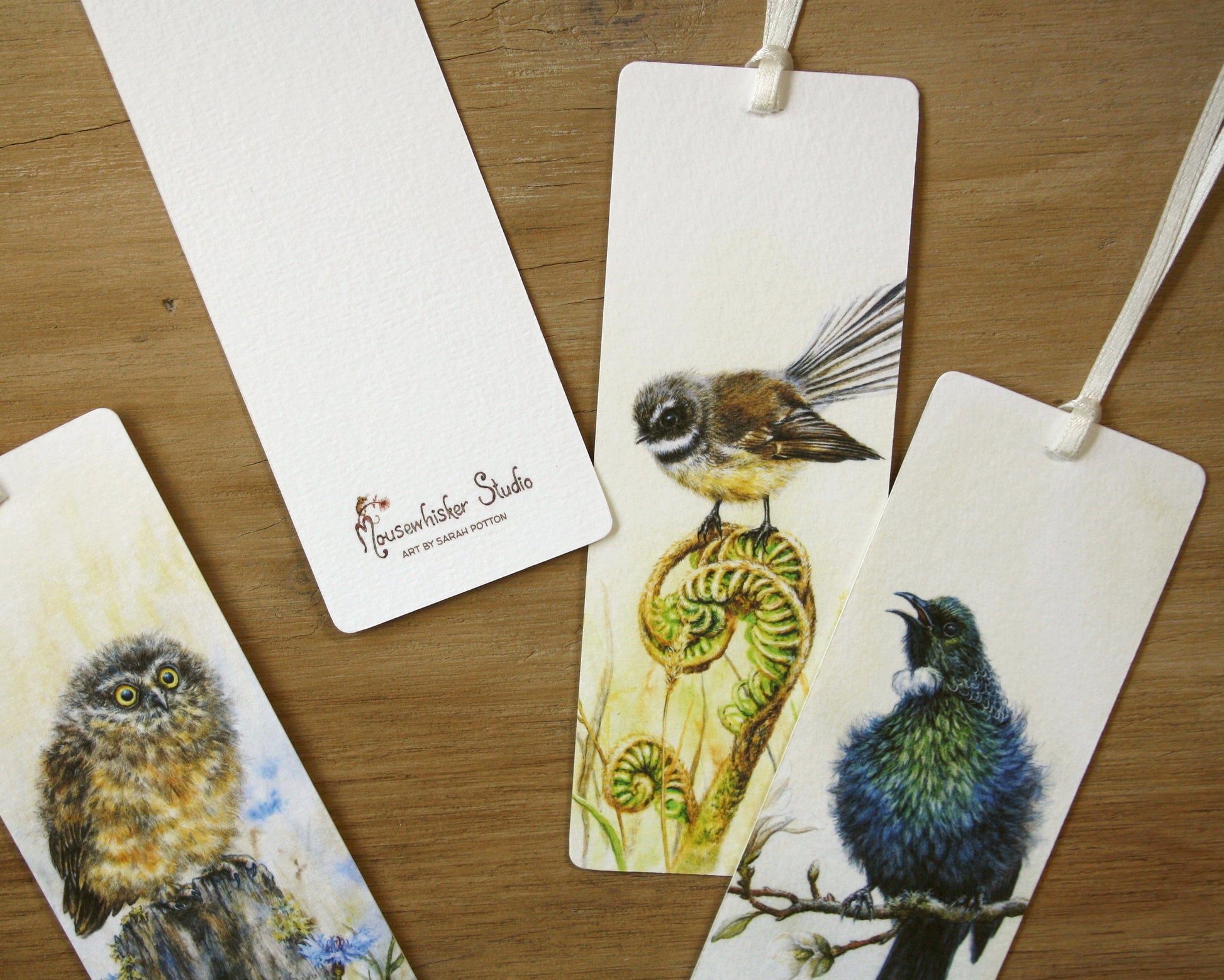 Tui, Fantail, Morepork Bookmark for Sale
