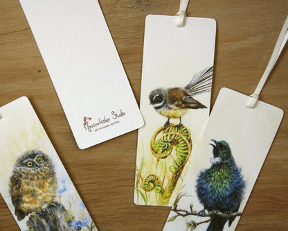 Tui, Fantail, Morepork Bookmark for Sale