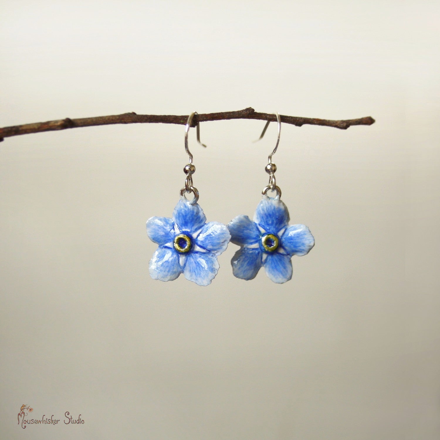 Forget me not dangle earrings - botanical Jewellery
