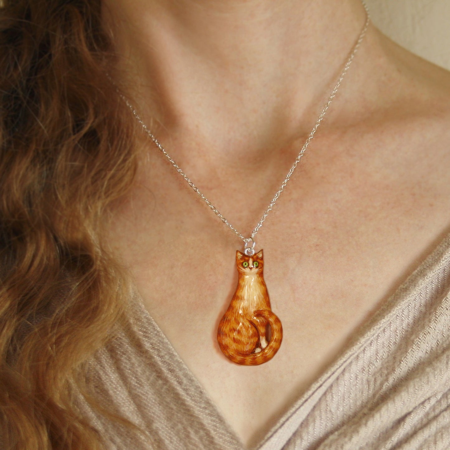 Cat Necklace - Ginger Tabby