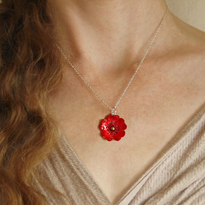 Red Wild Rose Necklace