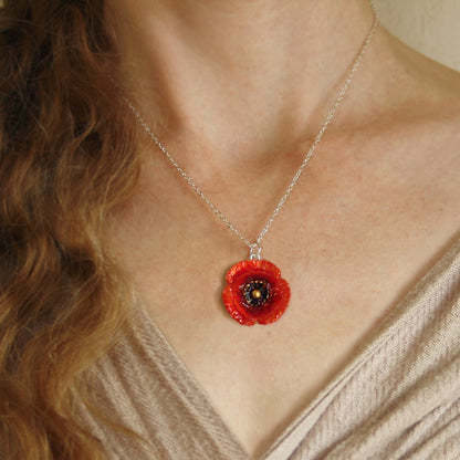 Red Poppy Necklace