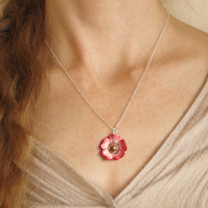 Pink Wild Rose Necklace