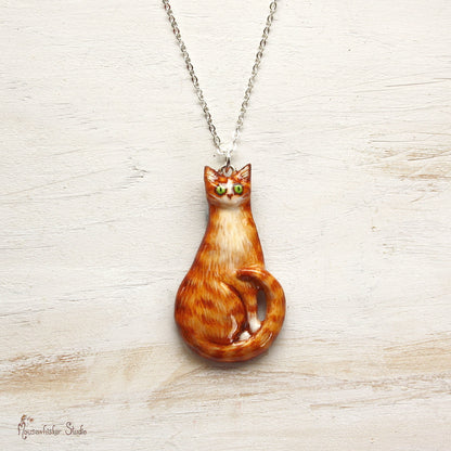 Cat Necklace - Ginger Tabby