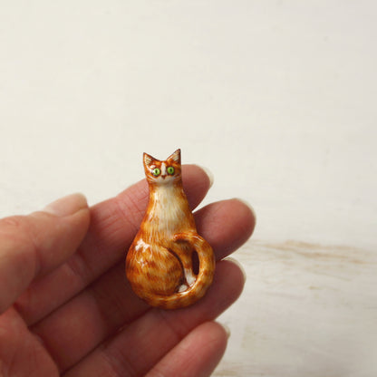Cat Brooch - Ginger Tabby