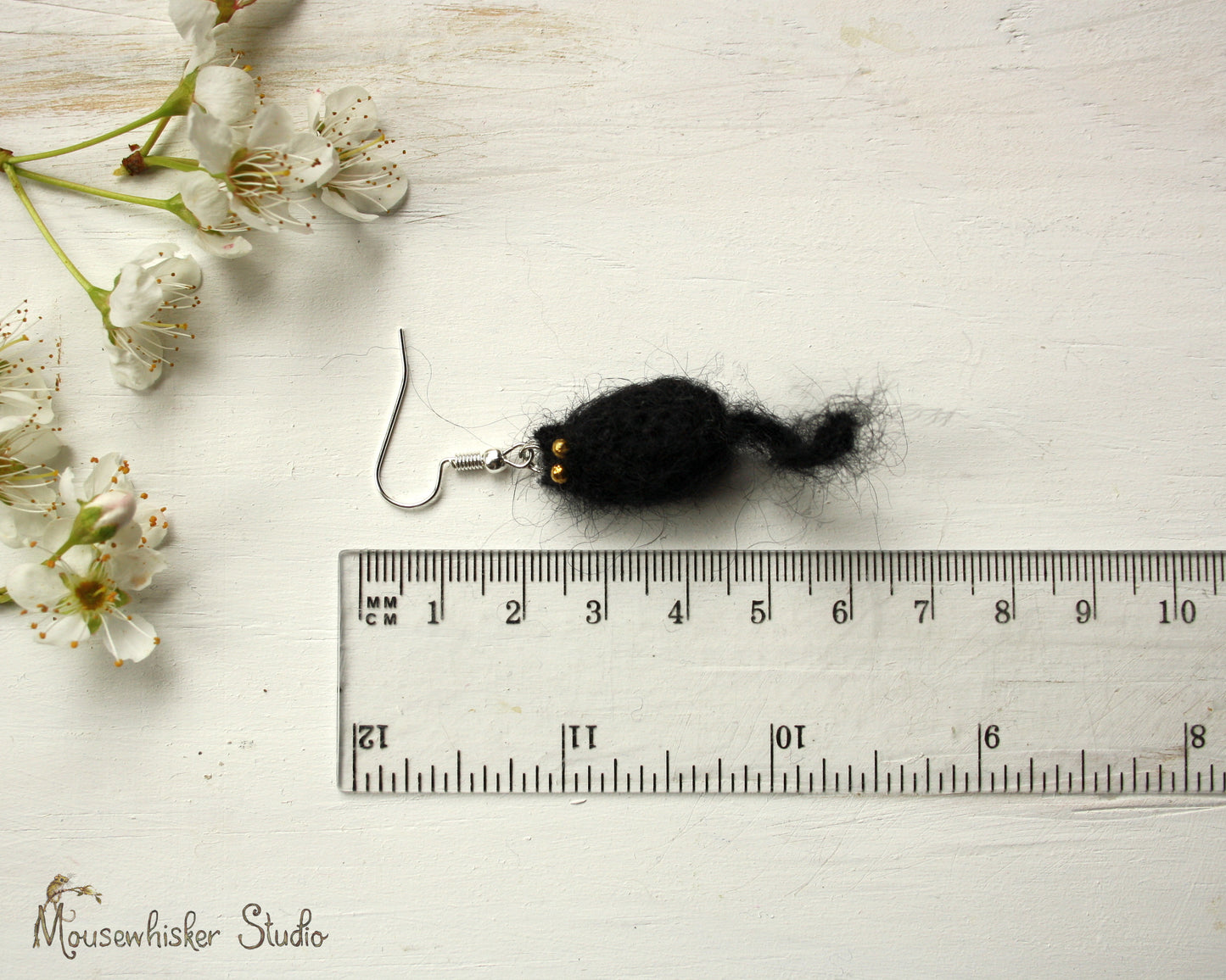 Black Crocheted Cat Earrings