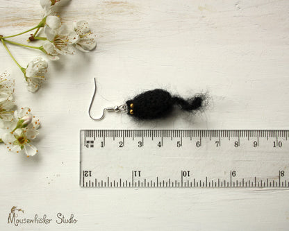 Black Crocheted Cat Earrings