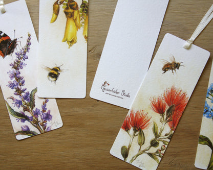 Bookmarks: Flowers, Bees, Butterflies - Set of 5