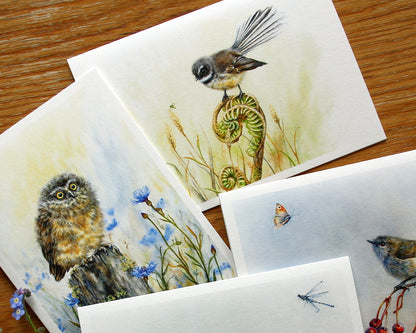 4 Greeting Cards - NZ Birds Set #1