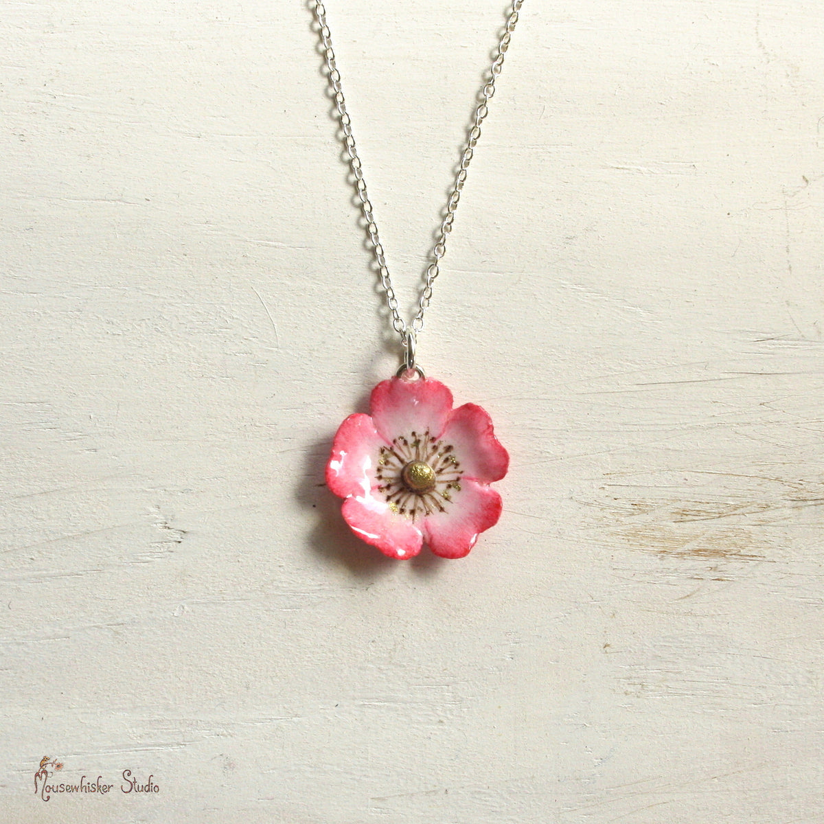 Pink Wild Rose Necklace