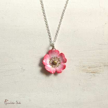 Pink Wild Rose Necklace